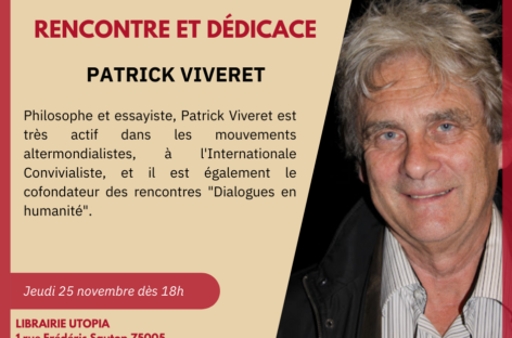 [RENCONTRE ET DEDICACE] Avec Patrick Viveret – Jeudi 25 novembre de 18h à 20h
